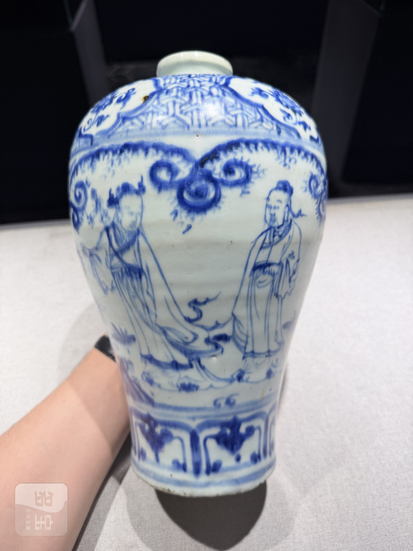 明天顺 青花高士人物梅瓶 - 图2